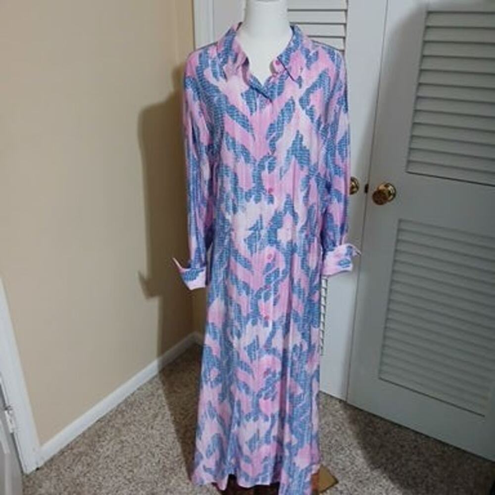 Peace Love World Pink and Blue Maxi Dress